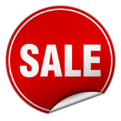 sale round red sticker isolated on white