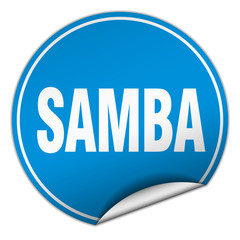 samba round blue sticker isolated on white