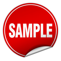 sample round red sticker isolated on white