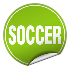 soccer round green sticker isolated on white