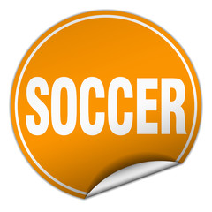 soccer round orange sticker isolated on white