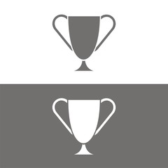 Icono de trofeo sobre fondos blanco y negro. Copa de ganador del premio