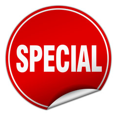 special round red sticker isolated on white