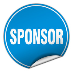 sponsor round blue sticker isolated on white