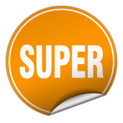 super round orange sticker isolated on white