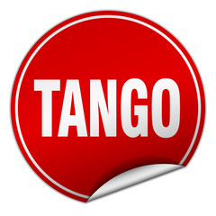 tango round red sticker isolated on white