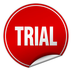 trial round red sticker isolated on white