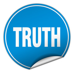 truth round blue sticker isolated on white