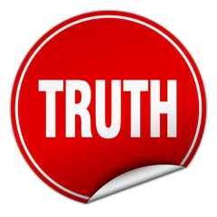 truth round red sticker isolated on white