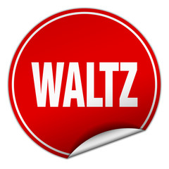 waltz round red sticker isolated on white