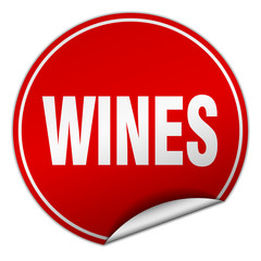 wines round red sticker isolated on white