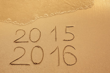 New Year 2016 is coming concept. Captions 2015 and 2016 written