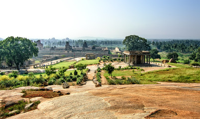 Ancient ruins of Vijayanagara Empire in Hampi, Karnataka, India.
