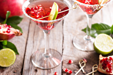 Pomegranate martini with lime