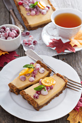 Pumpkin tart on gingerbread crust
