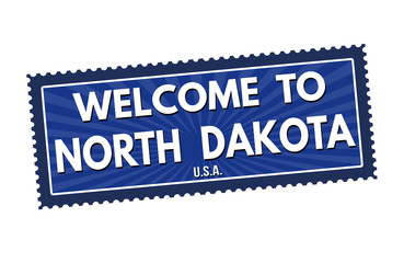 Welcome to North Dakota travel sticker or stamp