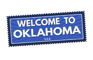Welcome to Oklahoma travel sticker or stamp