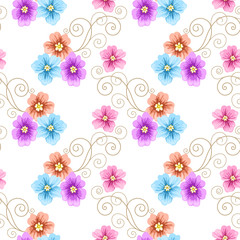 Naklejka na ściany i meble Seamless pattern with flowers