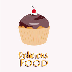 Delicious Food Illustration Over Color Background
