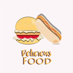 Delicious Food Illustration Over Color Background