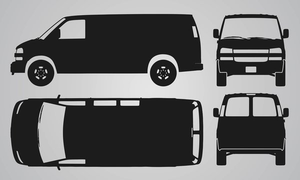 Front, back, top and side van car projection