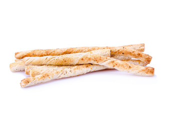 Cheese twist snack  isolated on white background