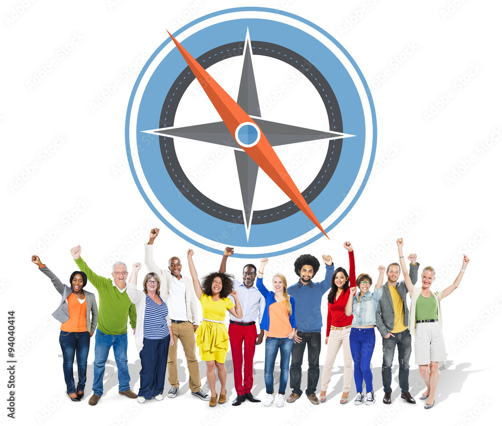Poster navigation compass direction exploration guide journey concept