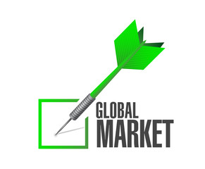 global market check dart sign concept