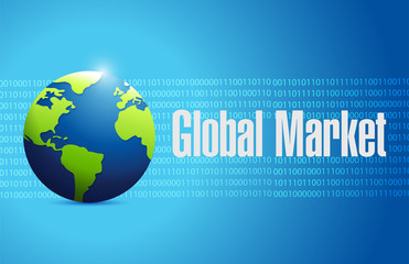 global market binary globe sign concept
