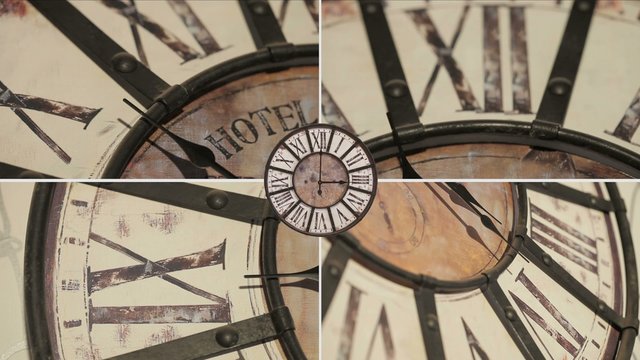 Old fashioned clock on the wall, timelapse - composition