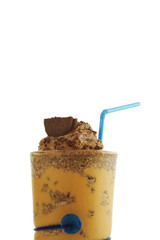 chocolate and cookie smoothie in glass