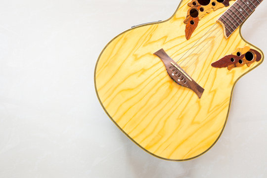 classical acoustic guitar on white background