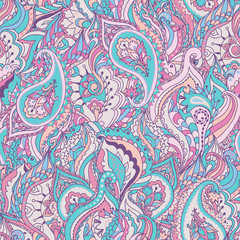 Floral paisley vector colorful ornate seamless pattern. Seamless pattern can be used for wallpapers, pattern fills, web page backgrounds, surface textures.