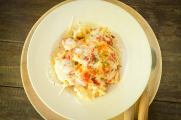 Delicious potato waffle cheese meal