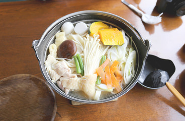 Japanese noodle soup of Udon Ramen (in Japanese cooking).