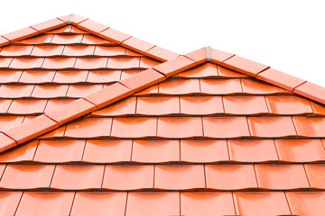 Orange roof tiles isolated on white background