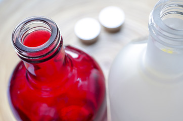 Close up of  glass bottle