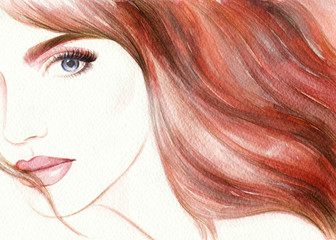 Beautiful face. woman portrait. abstract watercolor .fashion background © Anna Ismagilova