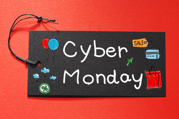Cyber Monday text on a black tag