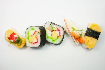 sushi set on white background