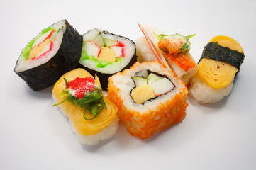 sushi set on white background