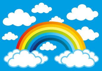Rainbow and clouds.