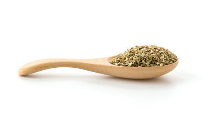 oregano on wood spoon