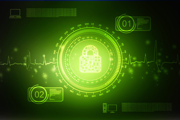 Security concept: Lock on digital screen, contrast, 3d render