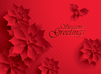 Season’s Greetings. Vector paper graphic of Christmas flower. © ori-artiste