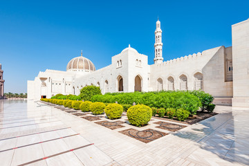 Sultan Qaboos Grand Mosque in Muscat. Its construction finished in 2001.