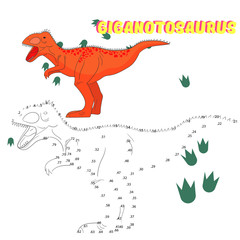 Educational game connect dots to draw dinosaur 