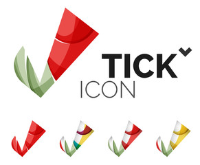 Set of abstract OK and tick icons, business logotype concepts