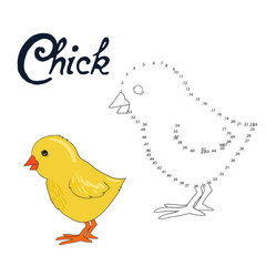 Educational game connect dots to draw chick bird