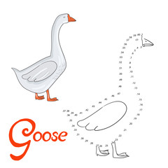 Educational game connect dots to draw goose bird